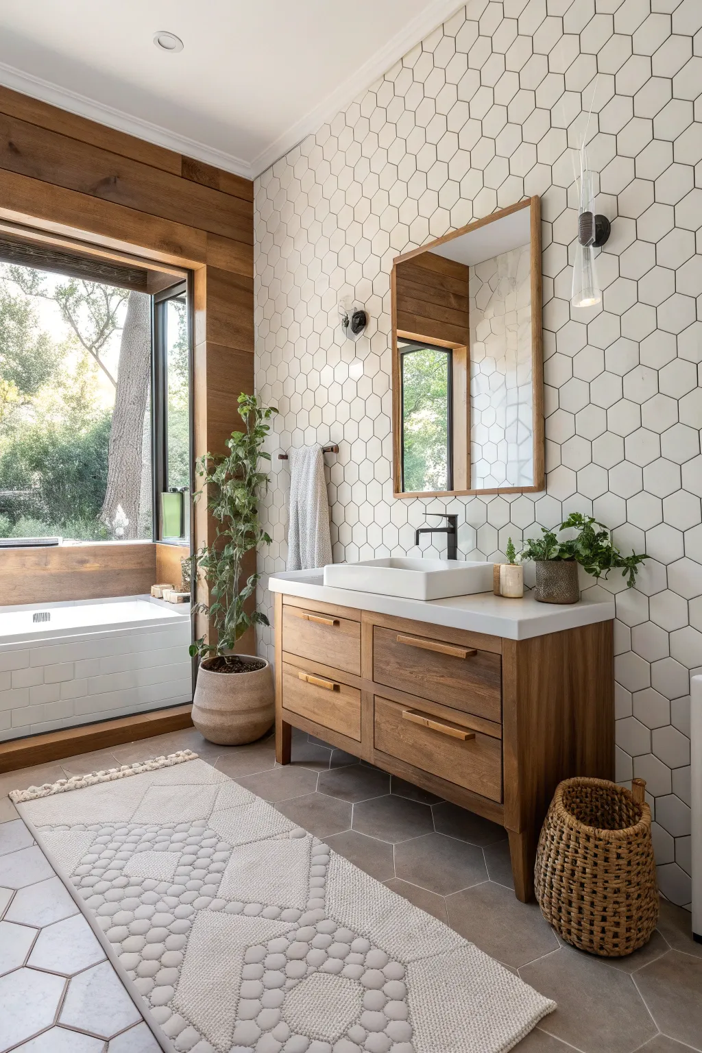 15+ Stunning Hexagon Tile Bathroom Ideas