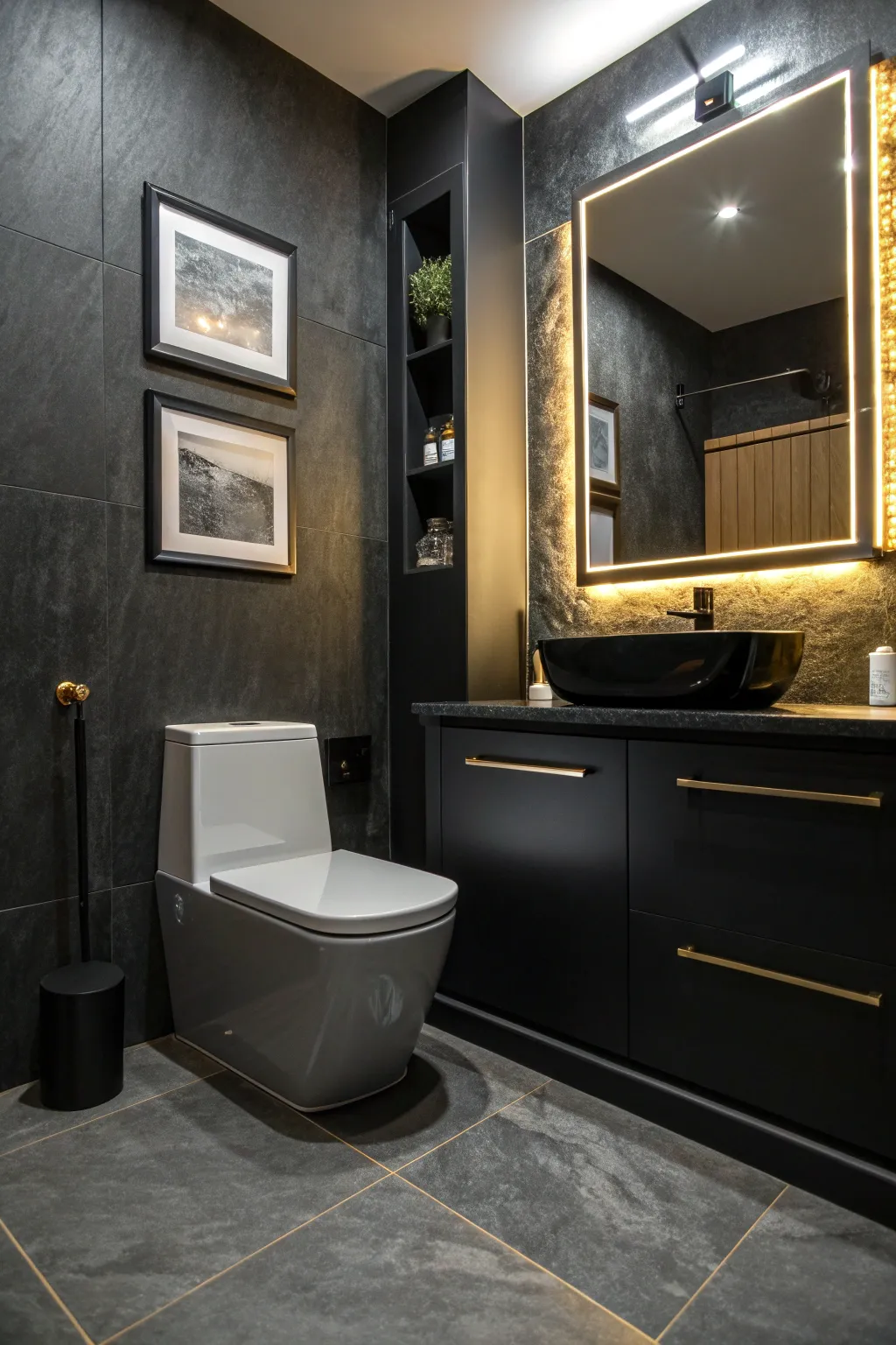 19+ Inspiring Black Toilet Bathroom Ideas