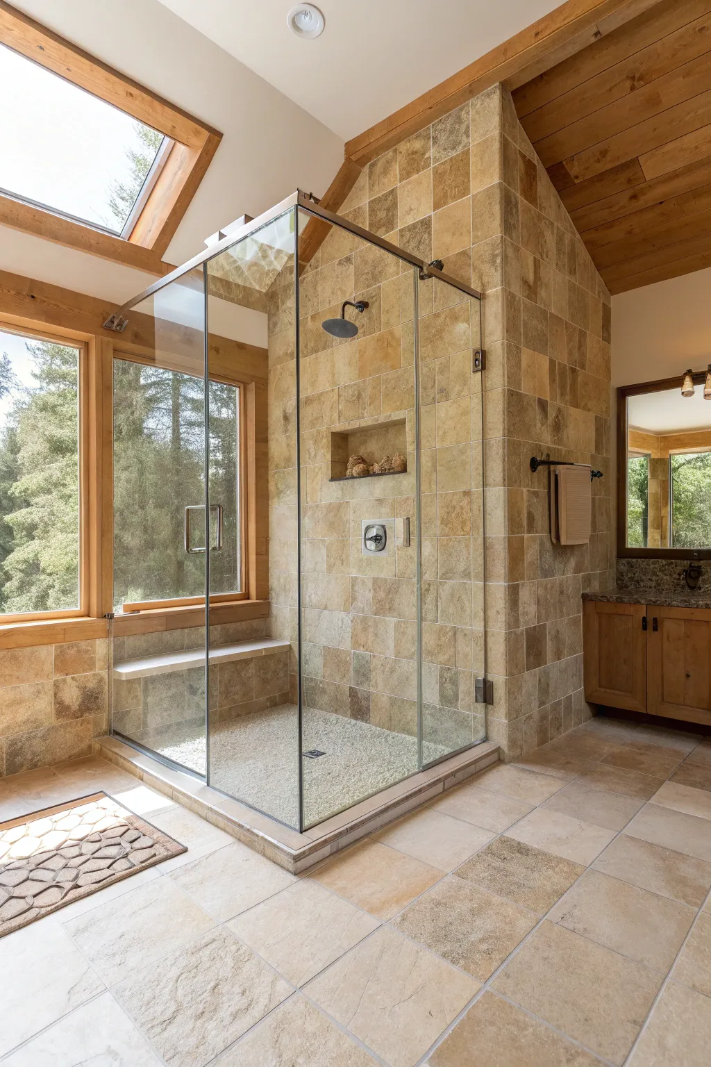 15+ Charming Farmhouse Rustic Tile Shower Ideas