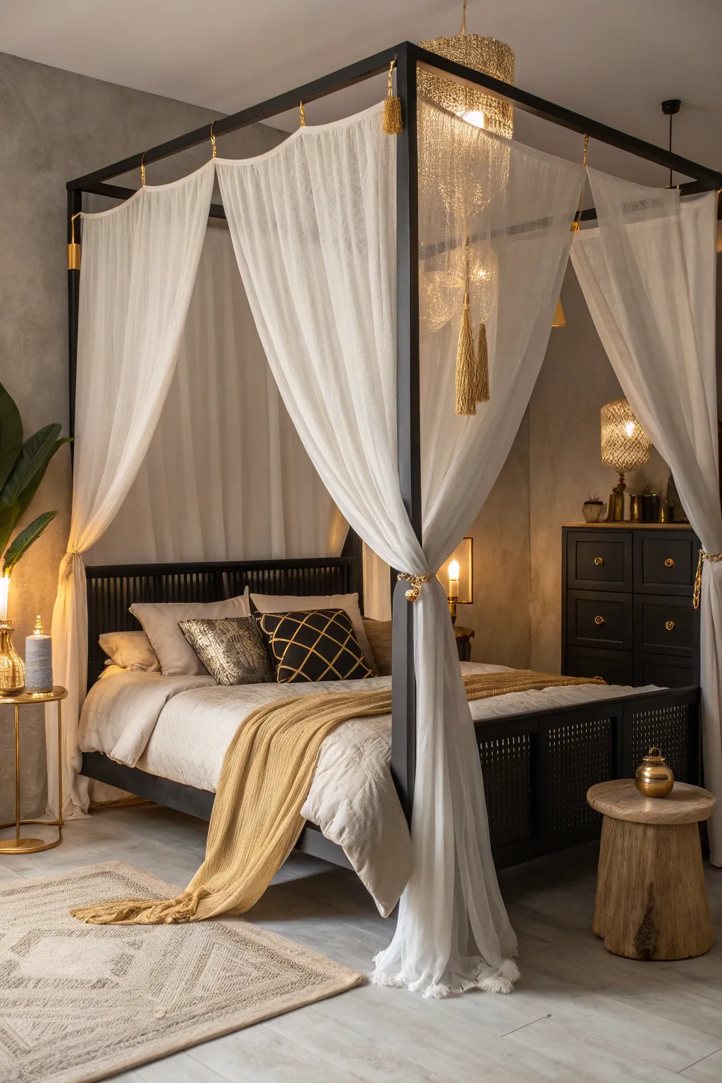 17+ Romantic Black & Gold Bedroom Decor Ideas