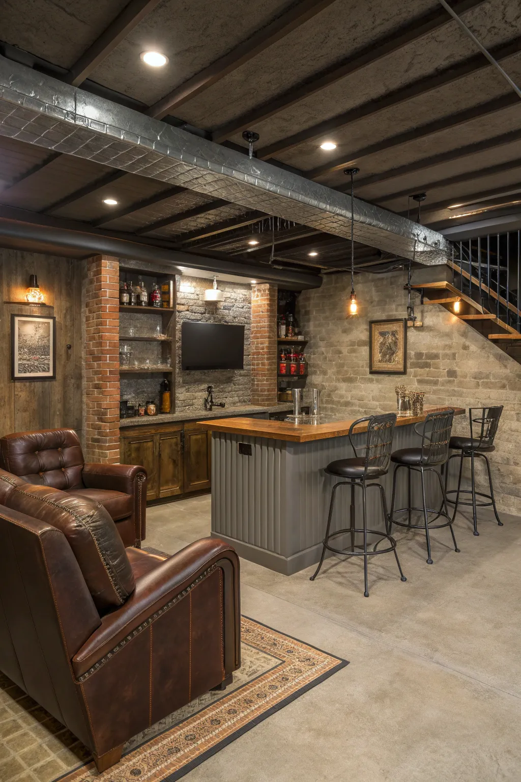 17+ Creative Unfinished Basement Man Cave Ideas