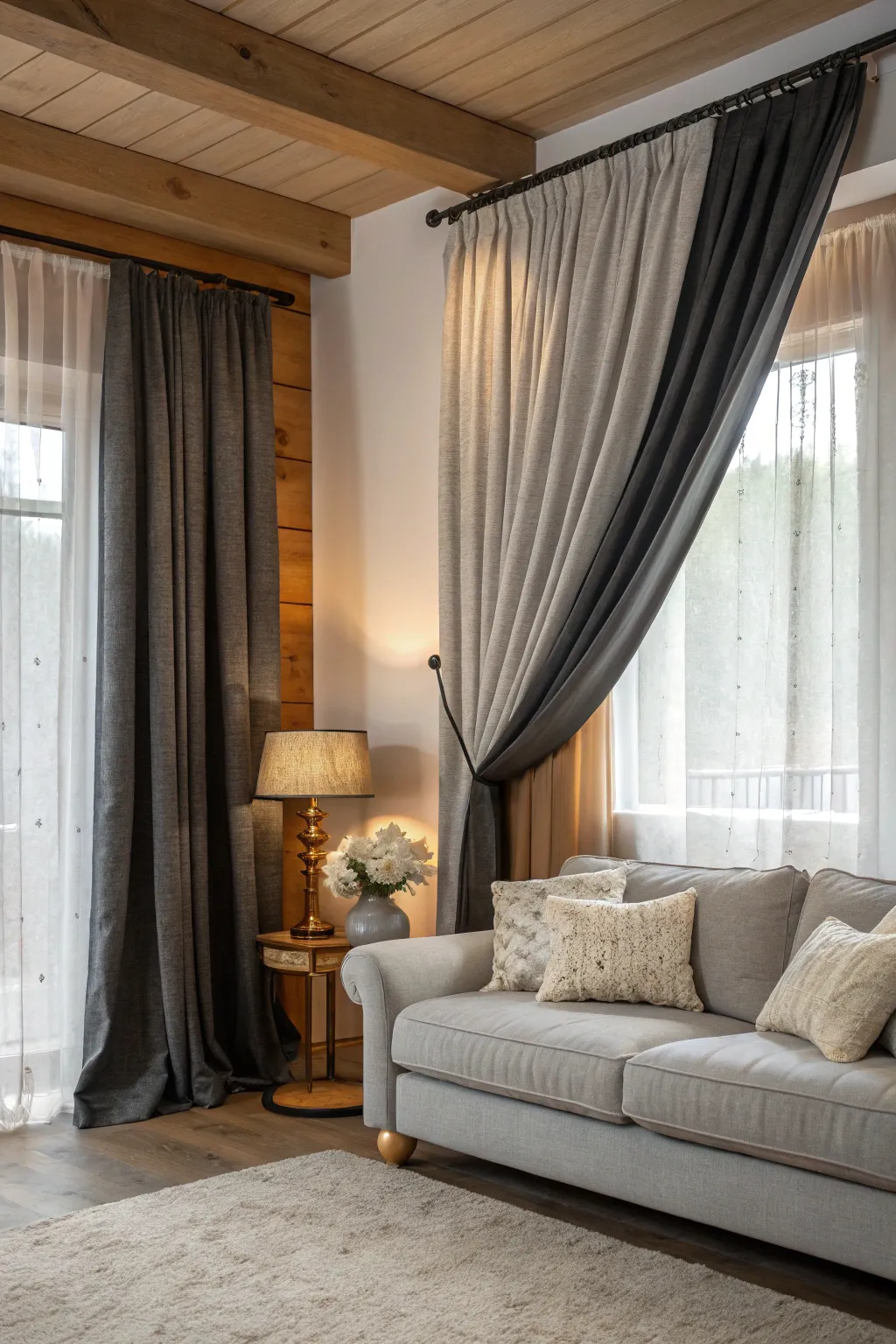 18+ Stylish Gray Curtains for Living Room Ideas