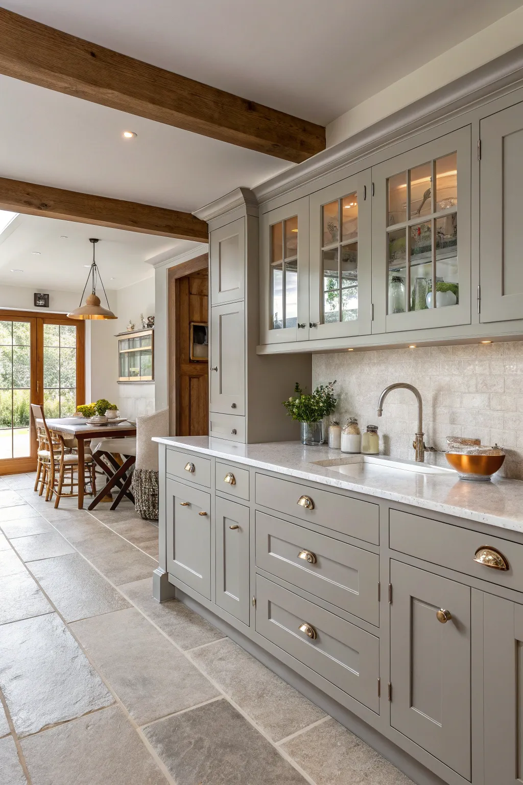 17+ Stylish Grey Kitchen Cabinets with White Countertops