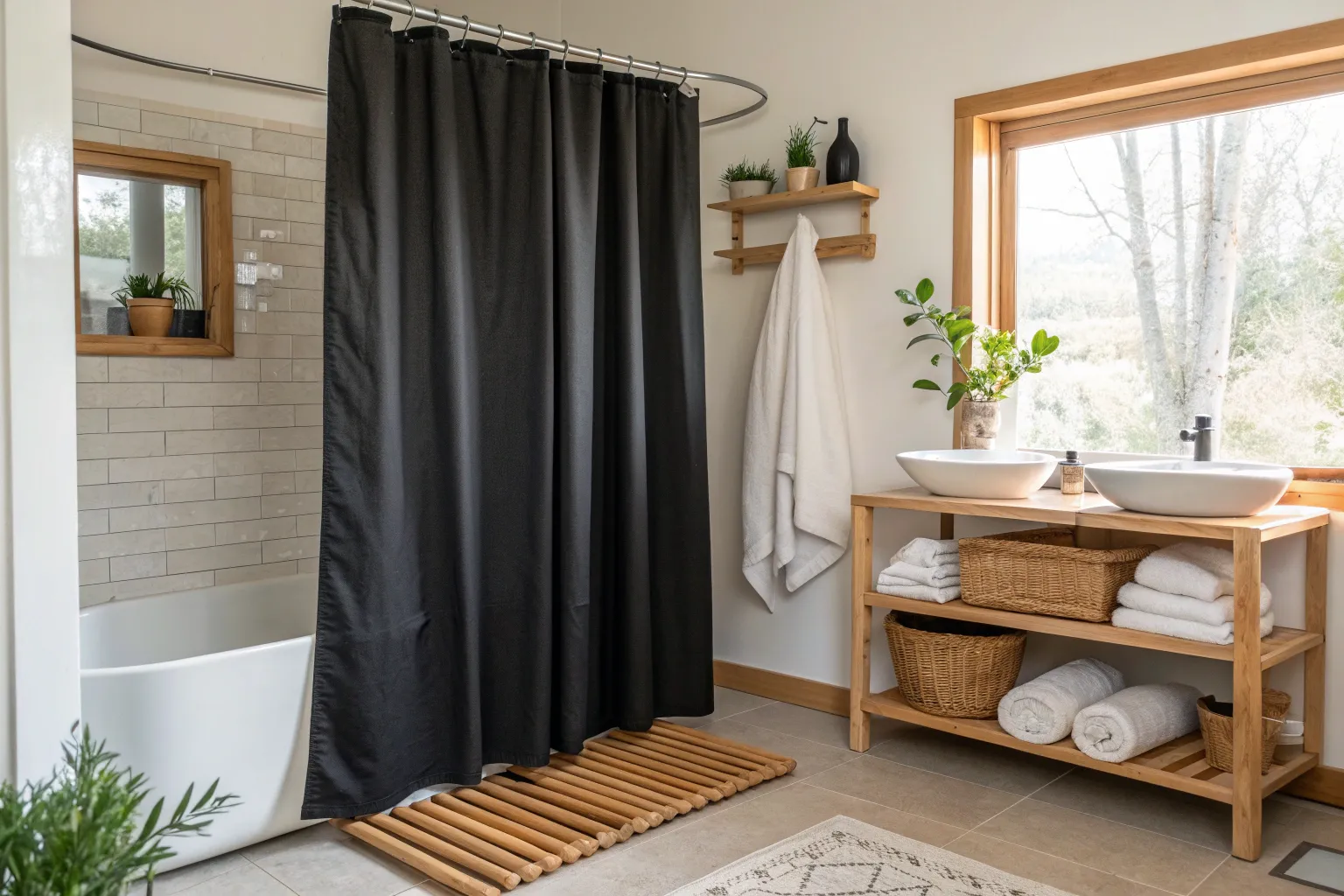 14+ Stylish Black Shower Curtain Set Ideas