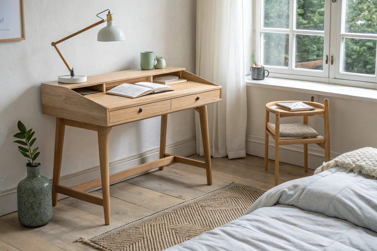 14+ Stylish Desk Next to Bed Ideas
